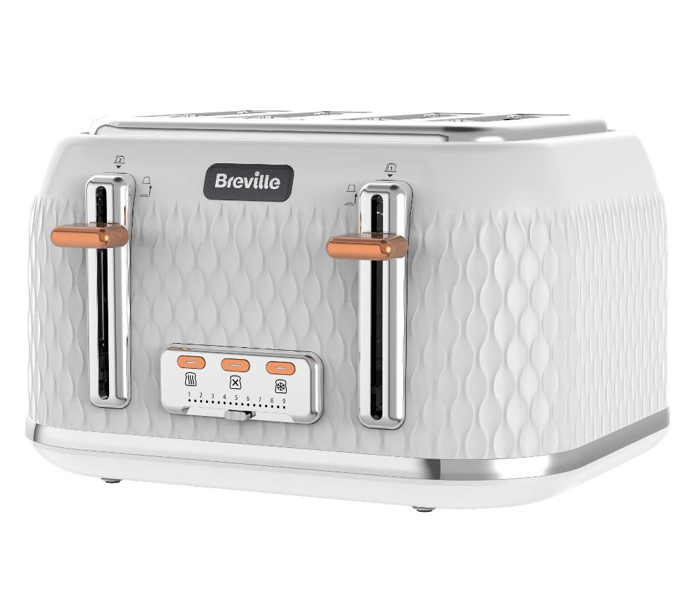BREVILLE Curve VTT787 4-Slice Toaster - White, White