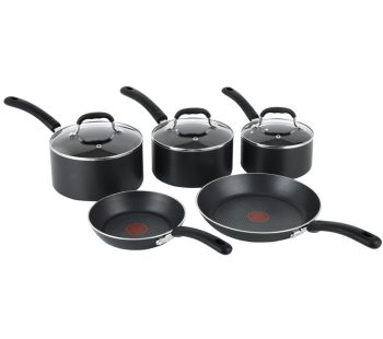 TEFAL E857S544 5-Piece Pan Set – Black, Black ﻿