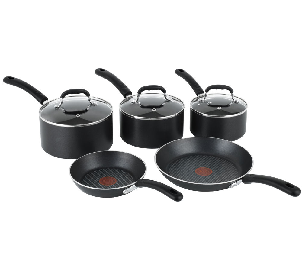 TEFAL E857S544 5-Piece Pan Set - Black, Black